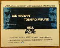 f238 HELL IN THE PACIFIC half-sheet movie poster '69 Lee Marvin, Mifune