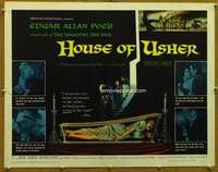 f247 HOUSE OF USHER half-sheet movie poster '60 Vincent Price, E.A. Poe