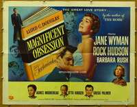 f314 MAGNIFICENT OBSESSION style B half-sheet movie poster '54 Hudson