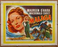 f316 MALAGA English half-sheet movie poster '54 Maureen O'Hara, Carey