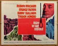 f319 MAN IN THE MIDDLE half-sheet movie poster '64 Robert Mitchum, Nuyen