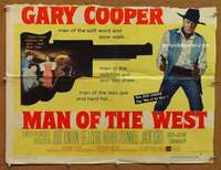 f320 MAN OF THE WEST style A half-sheet movie poster '58 tough Gary Cooper!