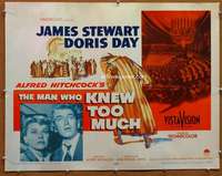 f321 MAN WHO KNEW TOO MUCH half-sheet movie poster '56 Hitchcock, Stewart