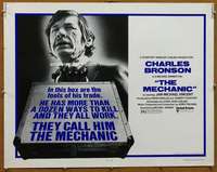 f336 MECHANIC half-sheet movie poster '72 Charles Bronson, Vincent