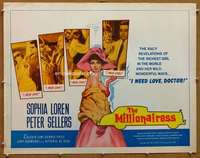 f340 MILLIONAIRESS half-sheet movie poster '60 Sophia Loren, Peter Sellers