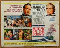 f349 MUTINY ON THE BOUNTY half-sheet movie poster '62 Marlon Brando