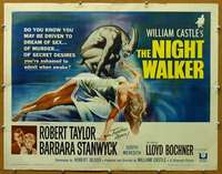 f369 NIGHT WALKER half-sheet movie poster '65 Robert Taylor, Stanwyck