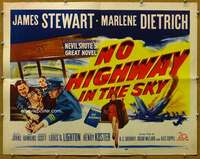 f372 NO HIGHWAY IN THE SKY half-sheet movie poster '51 Stewart, Dietrich