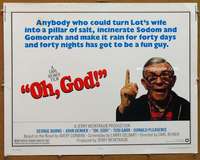 f375 OH GOD half-sheet movie poster '77 great George Burns image!