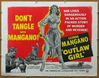 f383 OUTLAW GIRL half-sheet movie poster '55 sexy Silvana Mangano w/gun!