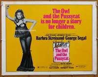 f384 OWL & THE PUSSYCAT half-sheet movie poster '71 sexy Barbra Streisand!