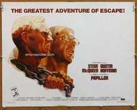f388 PAPILLON half-sheet movie poster '74 Steve McQueen, Dustin Hoffman