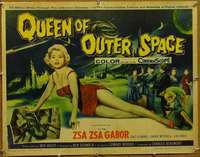 f413 QUEEN OF OUTER SPACE style B half-sheet movie poster '58 sexy Zsa Zsa!
