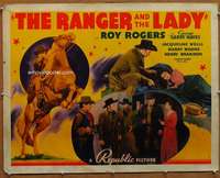 f416 RANGER & THE LADY half-sheet movie poster '40 Roy Rogers,Gabby Hayes