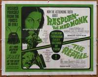 f417 RASPUTIN THE MAD MONK/REPTILE half-sheet movie poster '66 horror!