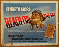 f418 REACH FOR THE SKY half-sheet movie poster '57 pilot Kenneth More!