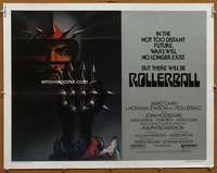 f427 ROLLERBALL half-sheet movie poster '75 James Caan, Peak artwork!