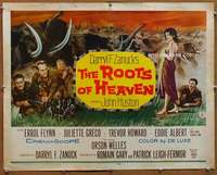 f429 ROOTS OF HEAVEN half-sheet movie poster '58 Errol Flynn, Julie Greco