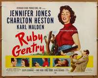 f432 RUBY GENTRY half-sheet movie poster '53 Jennifer Jones, Heston
