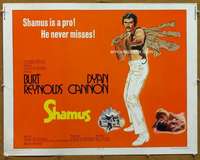 f444 SHAMUS half-sheet movie poster '73 Burt Reynolds never misses!