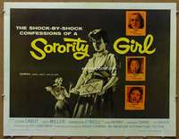 f020 SORORITY GIRL half-sheet movie poster '57 AIP, bad girl confessions!