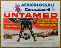 f507 UNTAMED half-sheet movie poster '55 Tyrone Power, Susan Hayward
