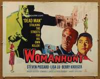 f534 WOMANHUNT half-sheet movie poster '62 dead man stalking killer!