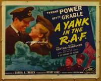 f542 YANK IN THE RAF style B half-sheet movie poster R53 Power, Grable