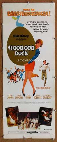 f545 $1,000,000 DUCK insert movie poster '71 Disney golden omelette!