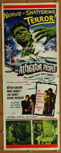 f557 ALLIGATOR PEOPLE insert movie poster '59 Beverly Garland, Chaney