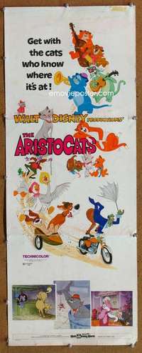 f563 ARISTOCATS insert movie poster '71 Walt Disney feline cartoon!