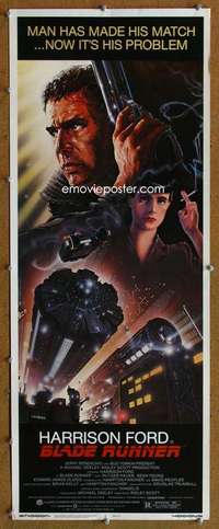 f587 BLADE RUNNER insert movie poster '82 Harrison Ford, Alvin art!