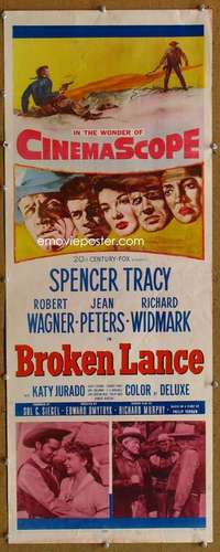 f602 BROKEN LANCE insert movie poster '54 Spencer Tracy, Wagner