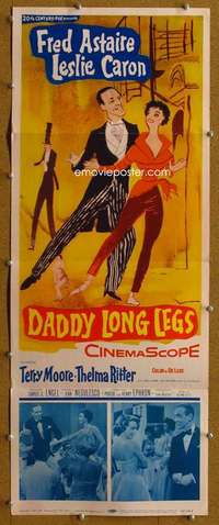 f622 DADDY LONG LEGS insert movie poster '55 Fred Astaire, Caron