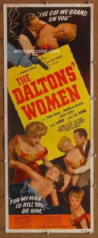 f623 DALTONS' WOMEN insert movie poster '50 Tom Neal, Pamela Blake