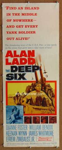 f630 DEEP SIX insert movie poster '58 Alan Ladd, William Bendix, WWII
