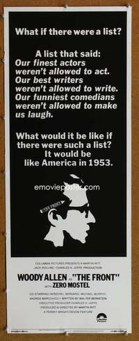 f657 FRONT insert movie poster '76 Woody Allen, Ritt, blacklist!