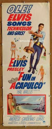 f658 FUN IN ACAPULCO insert movie poster '63 Elvis Presley, Mexico!