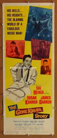 f659 GENE KRUPA STORY insert movie poster '60 Sal Mineo, jazz bio!
