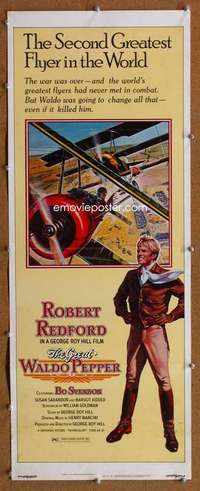 f665 GREAT WALDO PEPPER insert movie poster '75 pilot Robert Redford!