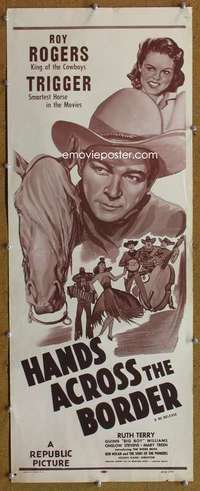f670 HANDS ACROSS THE BORDER insert movie poster '43 Roy Rogers