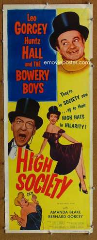 f676 HIGH SOCIETY insert movie poster '55 Leon Gorcey, Bowery Boys