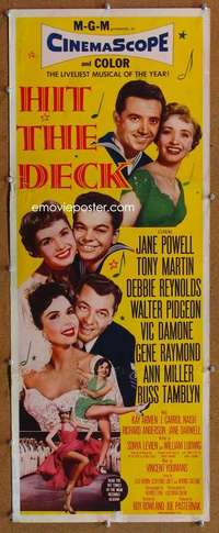 f680 HIT THE DECK insert movie poster '55 Debbie Reynolds, Powell