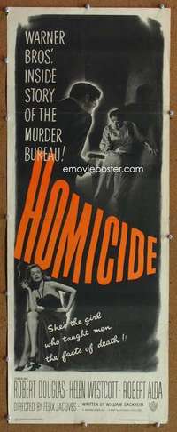 f684 HOMICIDE insert movie poster '49 super sexy Helen Westcott!