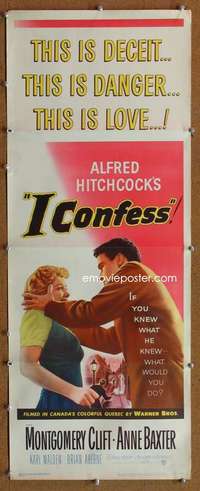 f694 I CONFESS insert movie poster '53 Alfred Hitchcock, Montgomery Clift