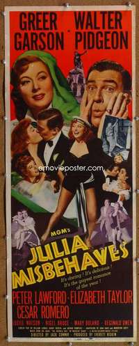 f708 JULIA MISBEHAVES insert movie poster '48 Greer Garson, Pidgeon
