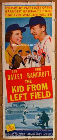 f709 KID FROM LEFT FIELD insert movie poster '53 Dan Dailey, baseball!