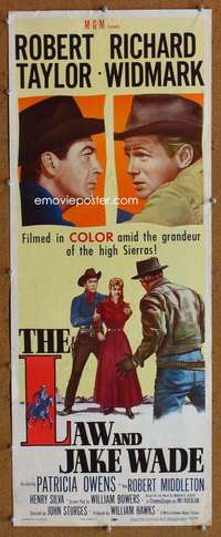 f720 LAW & JAKE WADE insert movie poster '58 Robert Taylor, Widmark