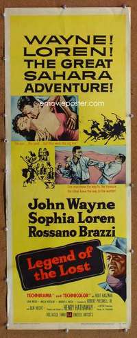 f722 LEGEND OF THE LOST insert movie poster '57 John Wayne, Loren
