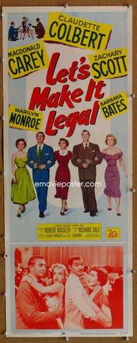 f723 LET'S MAKE IT LEGAL insert movie poster '51 early Marilyn Monroe